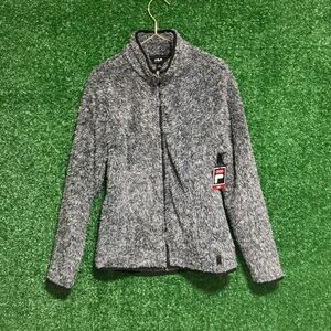 Fila Gray Teddy Jacket Plush Sherpa Stand-Up Collar